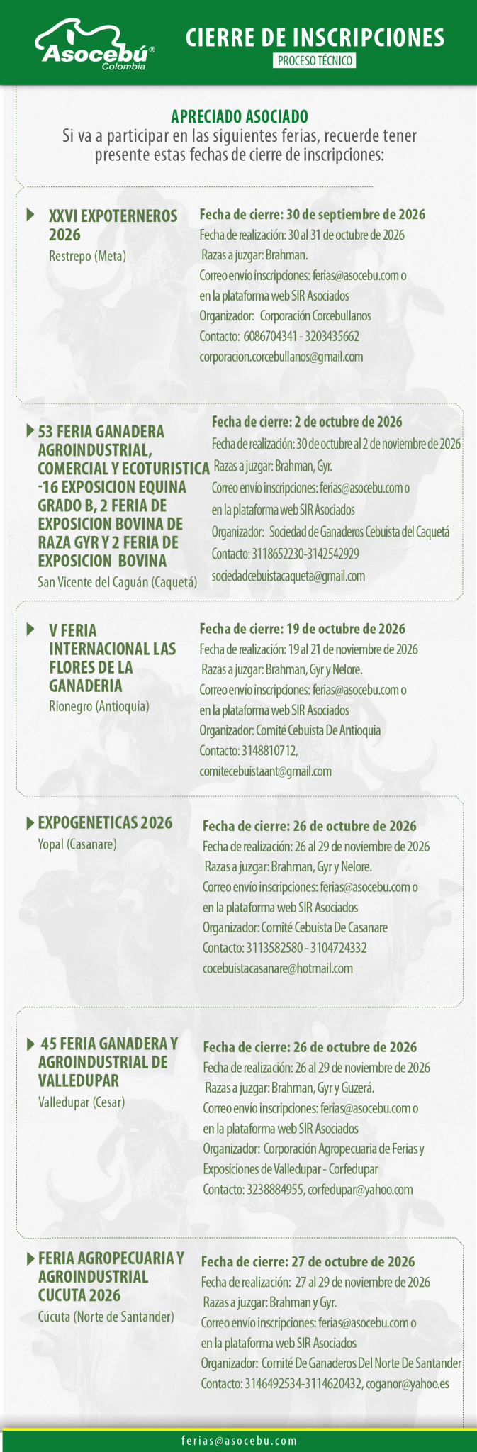 Cierre de inscripciones 2026
